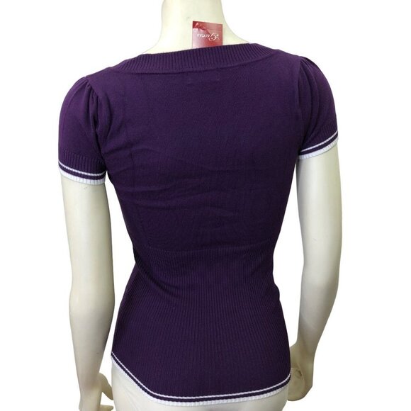 GUESS CAP SLEEVE FULL ZIP SWEATER TOP SM NWT - Picture 6 of 7